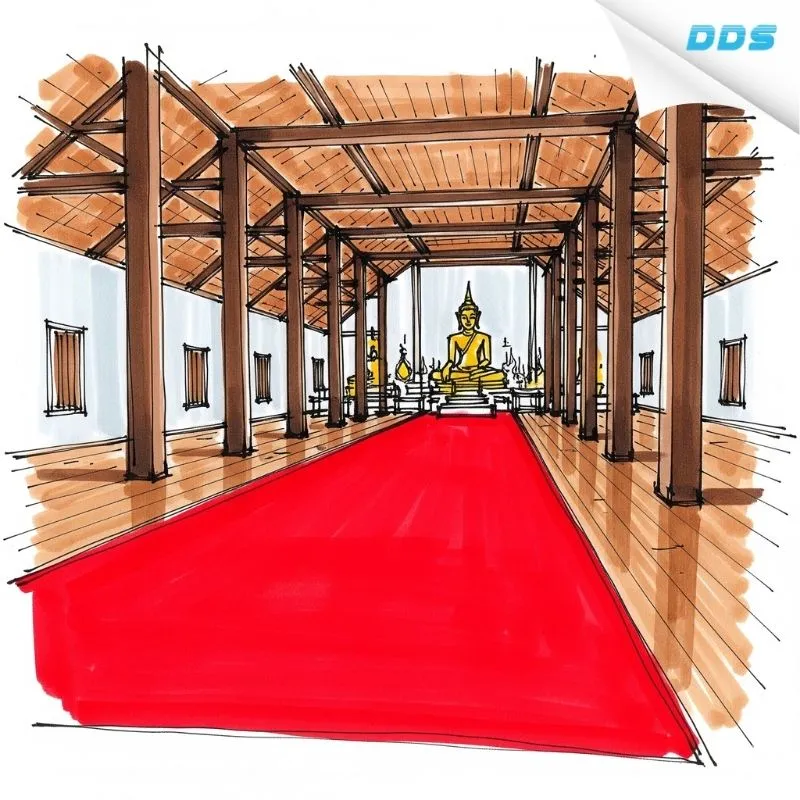 พรมปูศาลา โถงกลาง วัด
